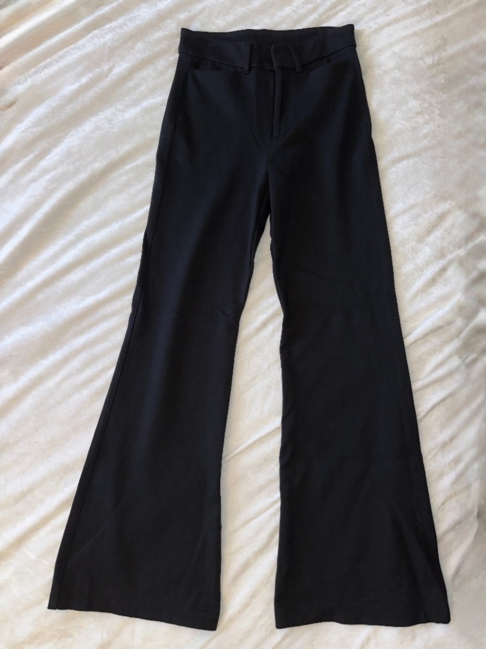 Old Navy Ponte Knit Flare Trouser Pant Women's Black Mid Rise Stretch size 0